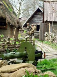 Russian guard post, soldiers at ease