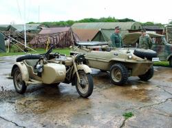 German WW2 Vehicles - Motorcycle/sidecar combo & VW-166 Schwimmwagen