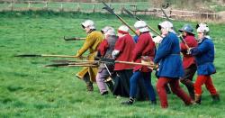 Medieval foot, protection demonstration.